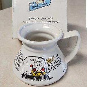 Vtg Travel Cup Mug Hallmark Shoebox Greetings Driving Original Box